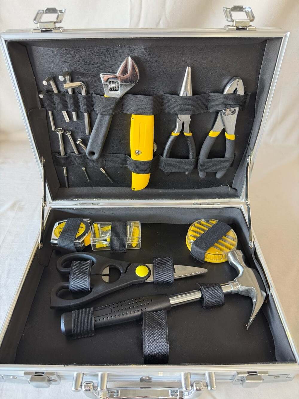 Not used. Household Hand Tool Set in Aluminum Carrying Case